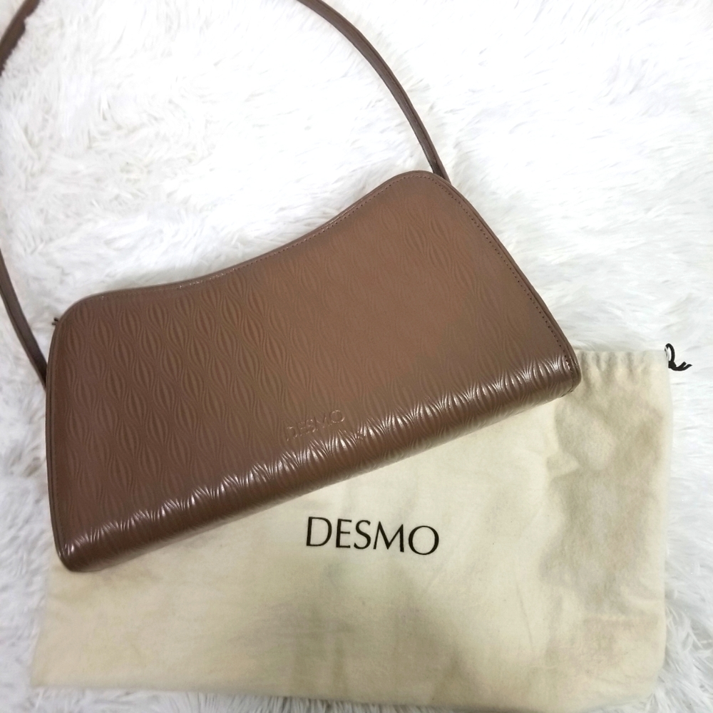 Desmo Italian leather textured taupe shoulderbag - Picture 2 of 10